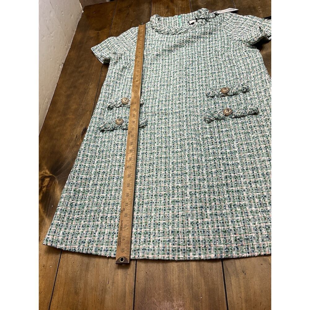 TUCKERNUCK Tweed Jackie Mini Shift Dress Green Textured Size large - Picture 10 of 13